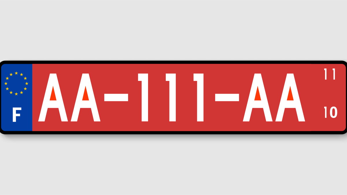 plaque immatriculation rouge