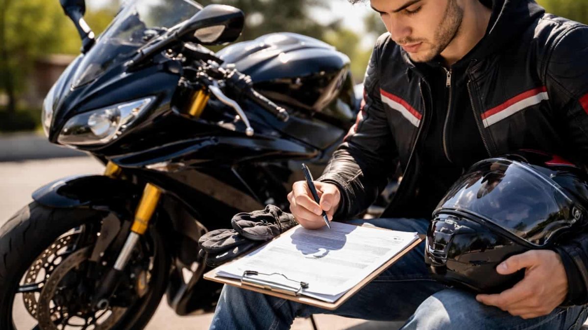 motard avec contrat assurance