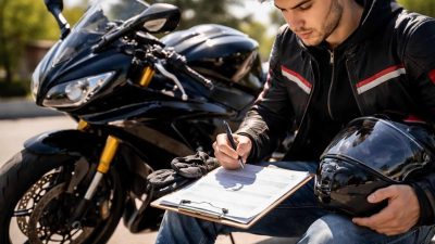 motard avec contrat assurance